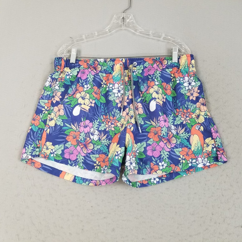 Boardies Swim Shorts Mens XXL Blue Tropical Toucan Parrot Floral Beach Trunks